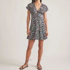 Marine Layer Camila Mini Dress Women's Size Small Floral Block Print Hemp NWT